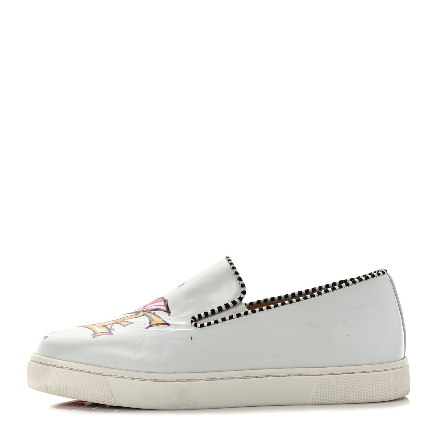 Calfskin Womens Loubi Love Flat Sneakers 35.5 White Multicolor