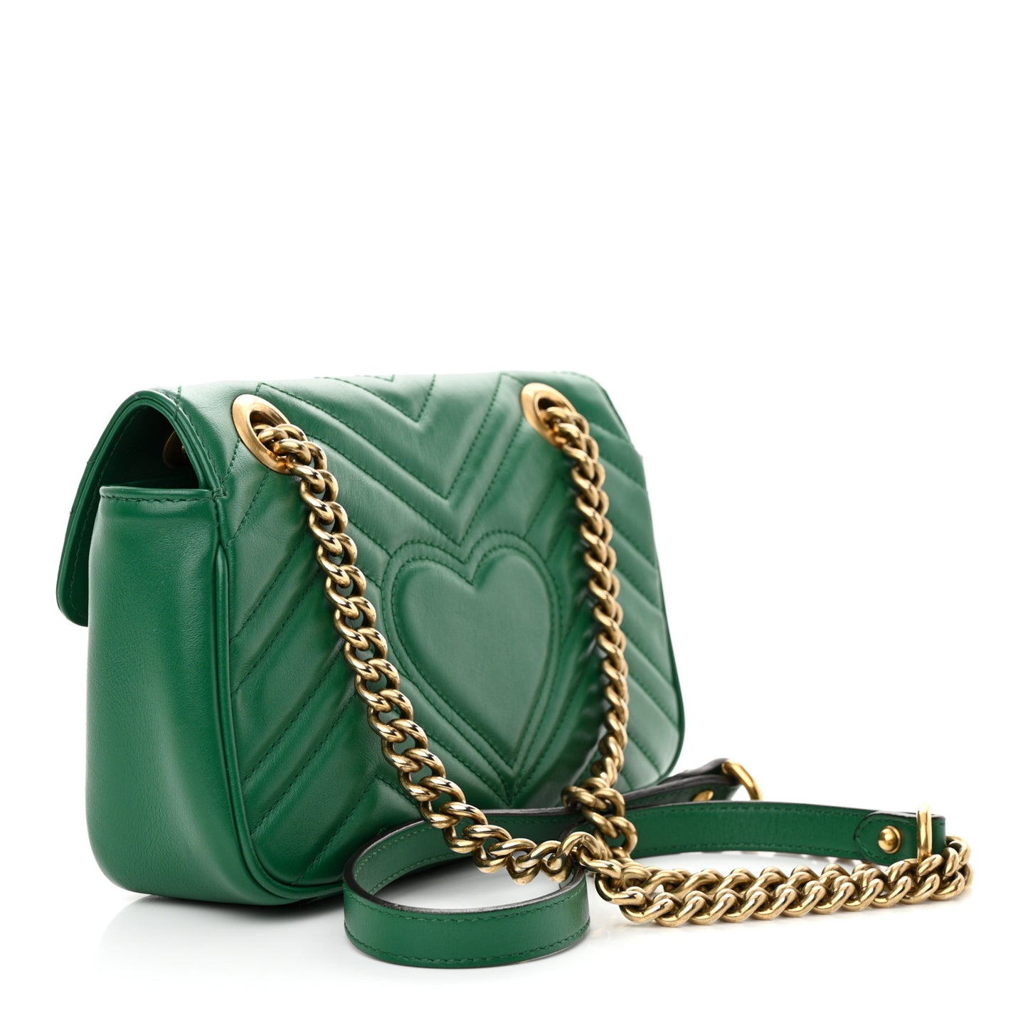 Calfskin Matelasse Mini GG Marmont Shoulder Bag Emerald Green