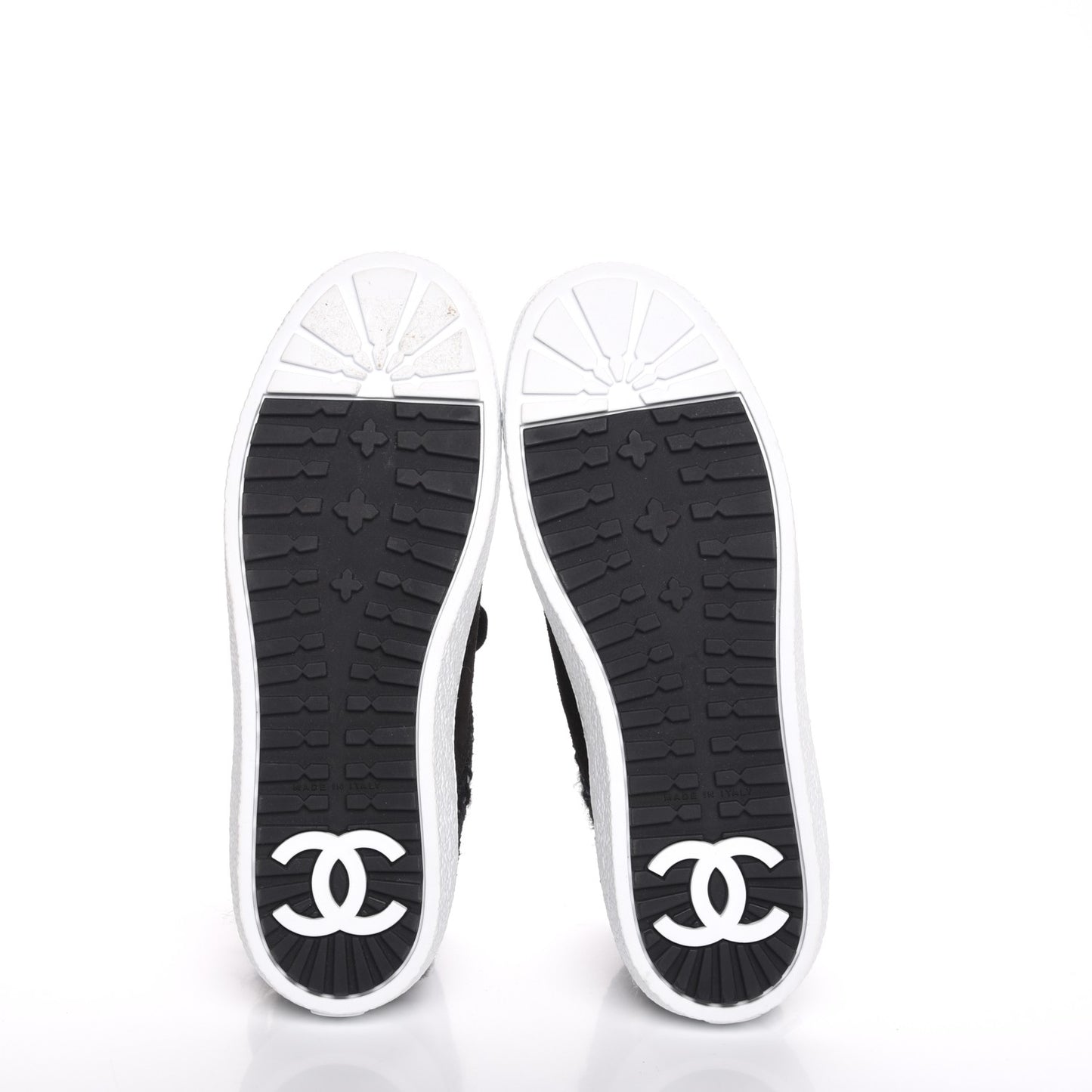 Suede Tweed High Top Sneakers 37 Black White