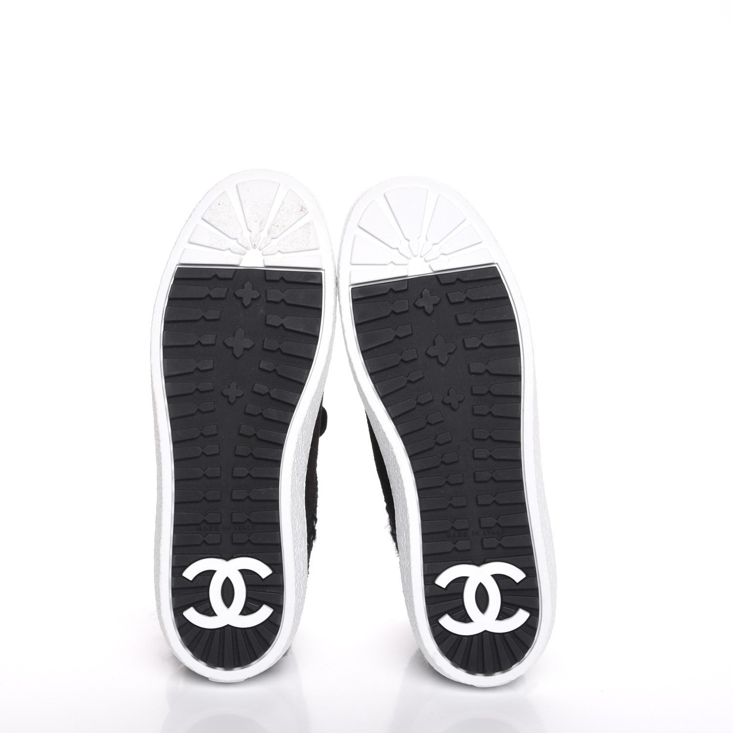 Chanel Suede Tweed High Top Sneakers 37 Black White 5 of 11
