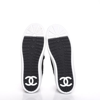 Chanel Suede Tweed High Top Sneakers 37 Black White 5 of 11