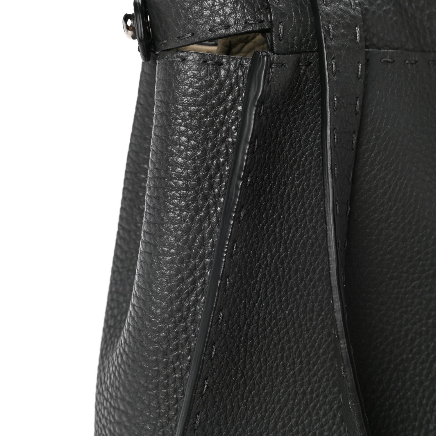 Fendi Cuoio Romano Selleria Bi-Color Medium Peekaboo Iconic Satchel Asfalto Latte 16 of 18