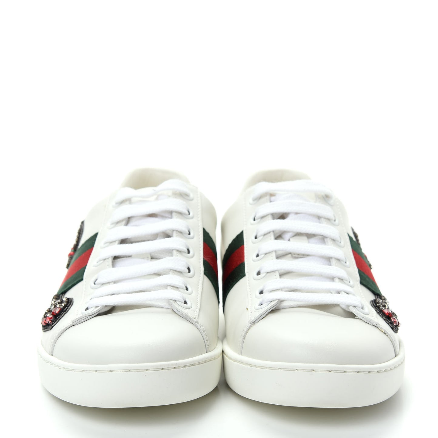 Calfskin Web Studded Womens Arrow Ace Sneakers 35.5 White
