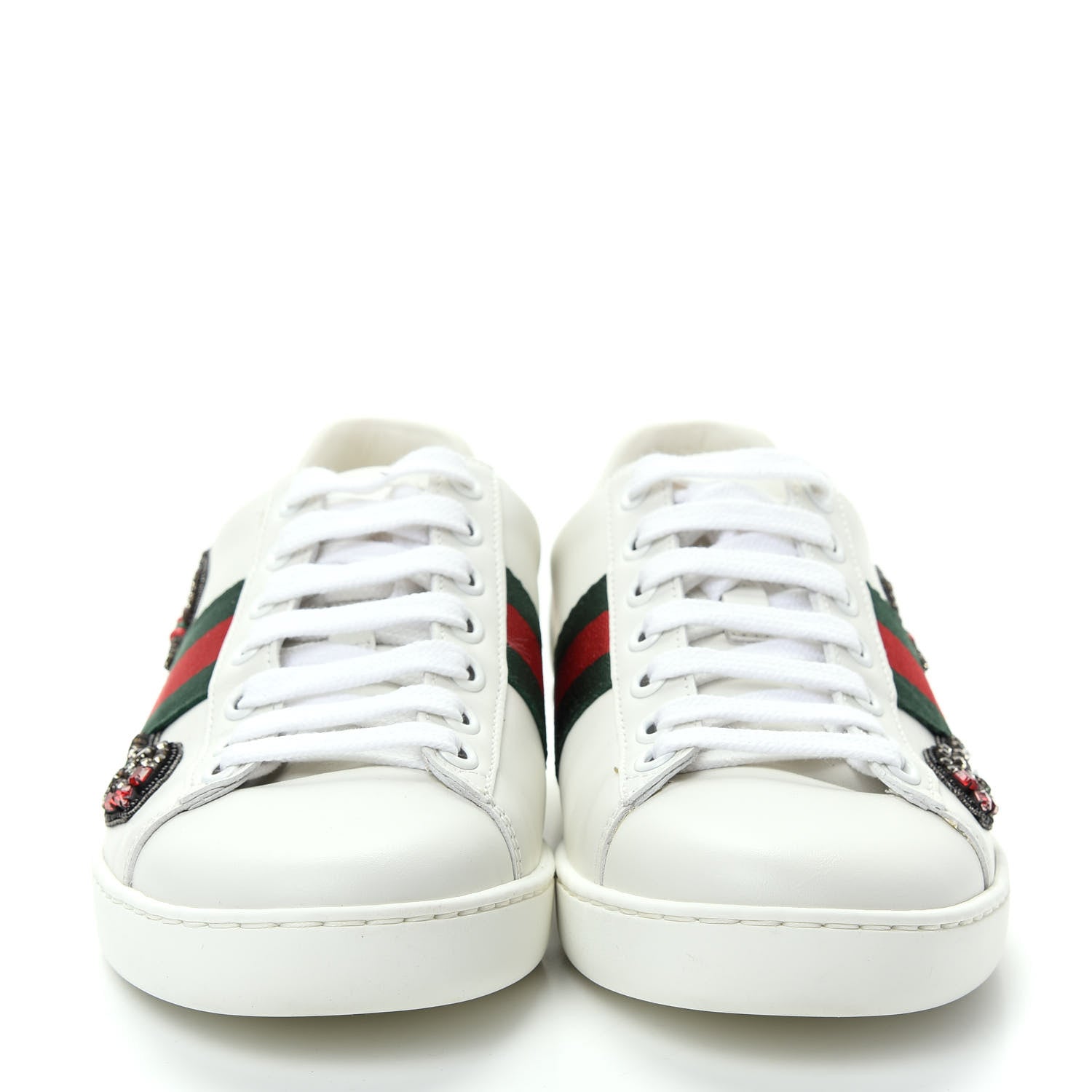 Gucci Calfskin Web Studded Womens Arrow Ace Sneakers 35.5 White 2 of 10