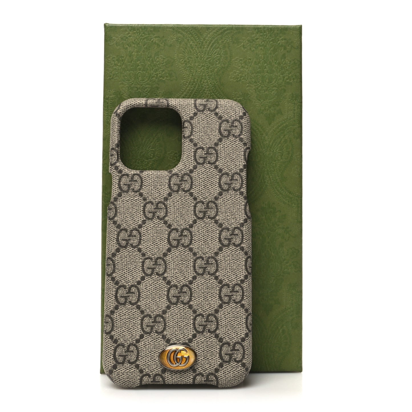 GG Supreme Monogram Ophidia iPhone 13 Pro Max Phone Case Brown