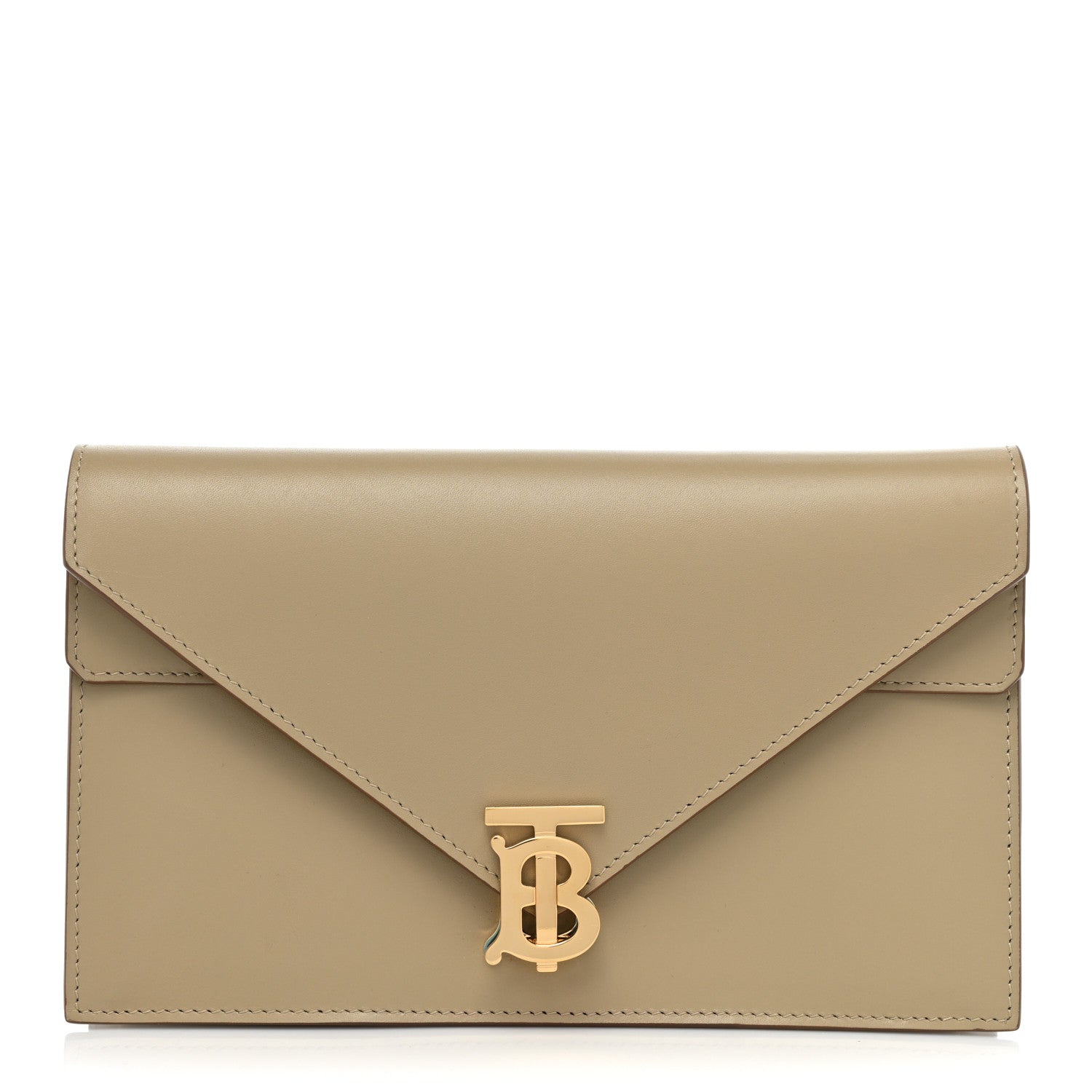 Burberry Calfskin Small TB Envelope Clutch Bag Honey 1 of 8