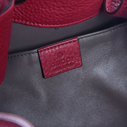 Gucci Pebbled Calfskin Miss Bamboo Bucket Bag Burgundy 7 of 8