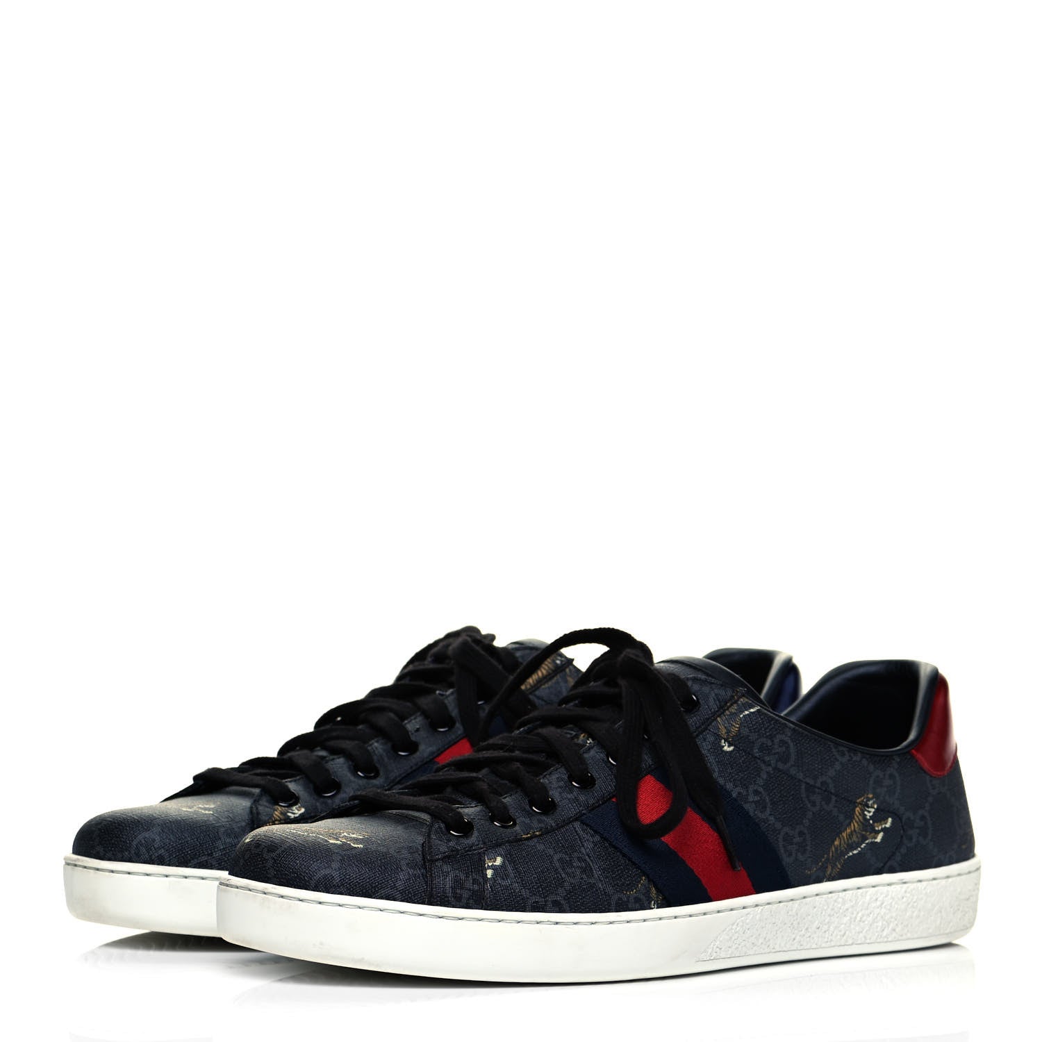 Gucci GG Supreme Monogram Tiger Ayers Web Mens New Ace Sneakers 10 Black 3 of 7