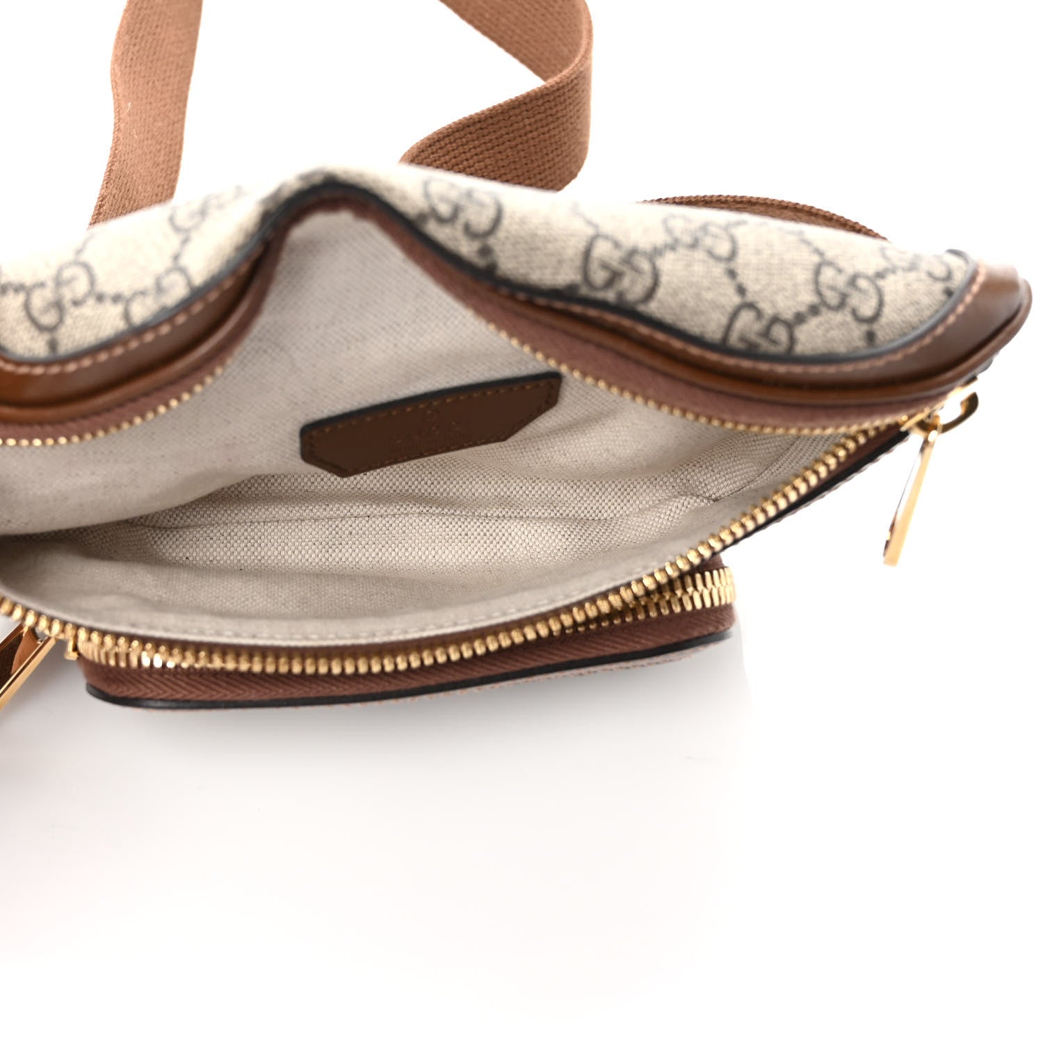 Gucci GG Supreme Monogram Textured Calfskin Retro Interlocking G Belt Bag Beige Ebony Brown Sugar 5 of 8