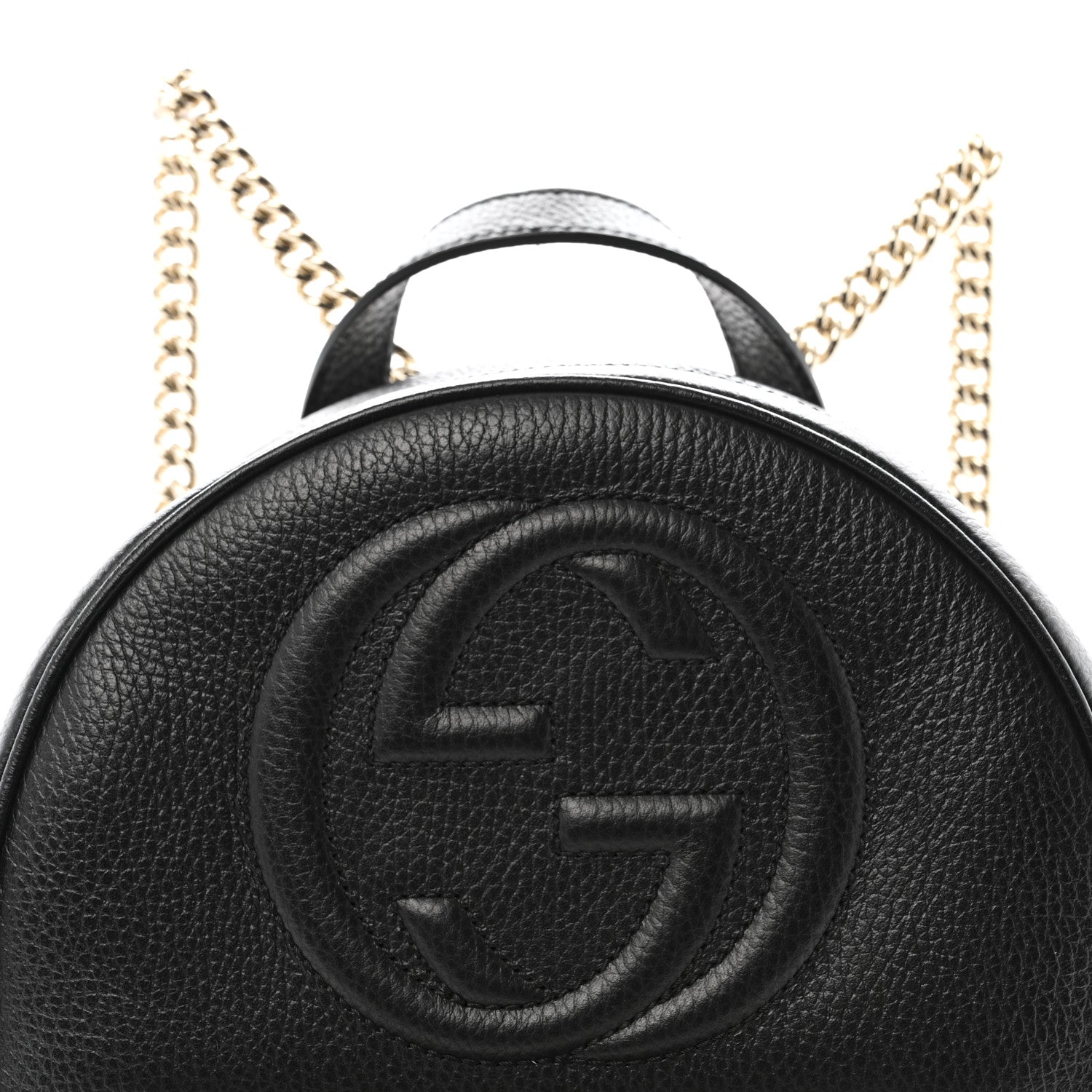 gucci soho mini backpack Pre-Owned Chain in Black with Adjustable Shoulder The gold chain goes great with the red leather and the GG logo Gucci Soho Leather Backpack Black