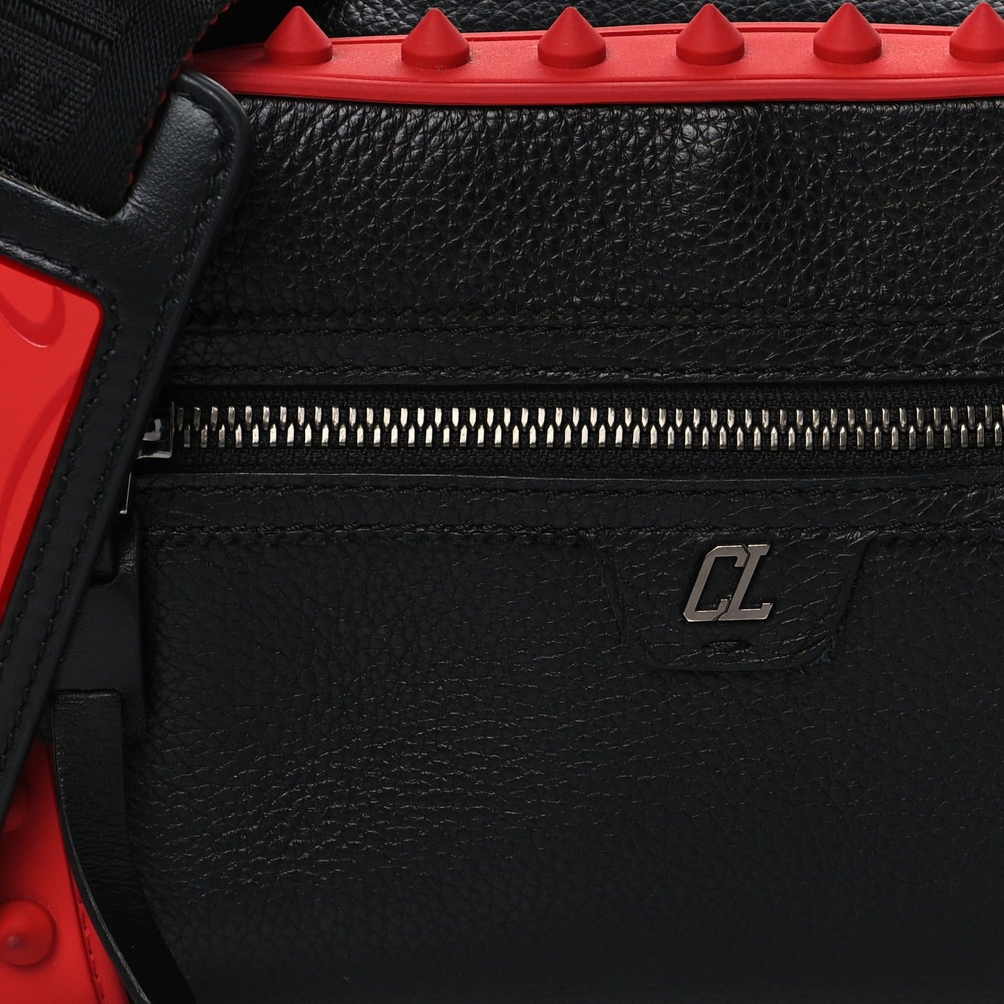 Empire Calfskin Gomme Spikes Loubitown Crossbody Loubi Black