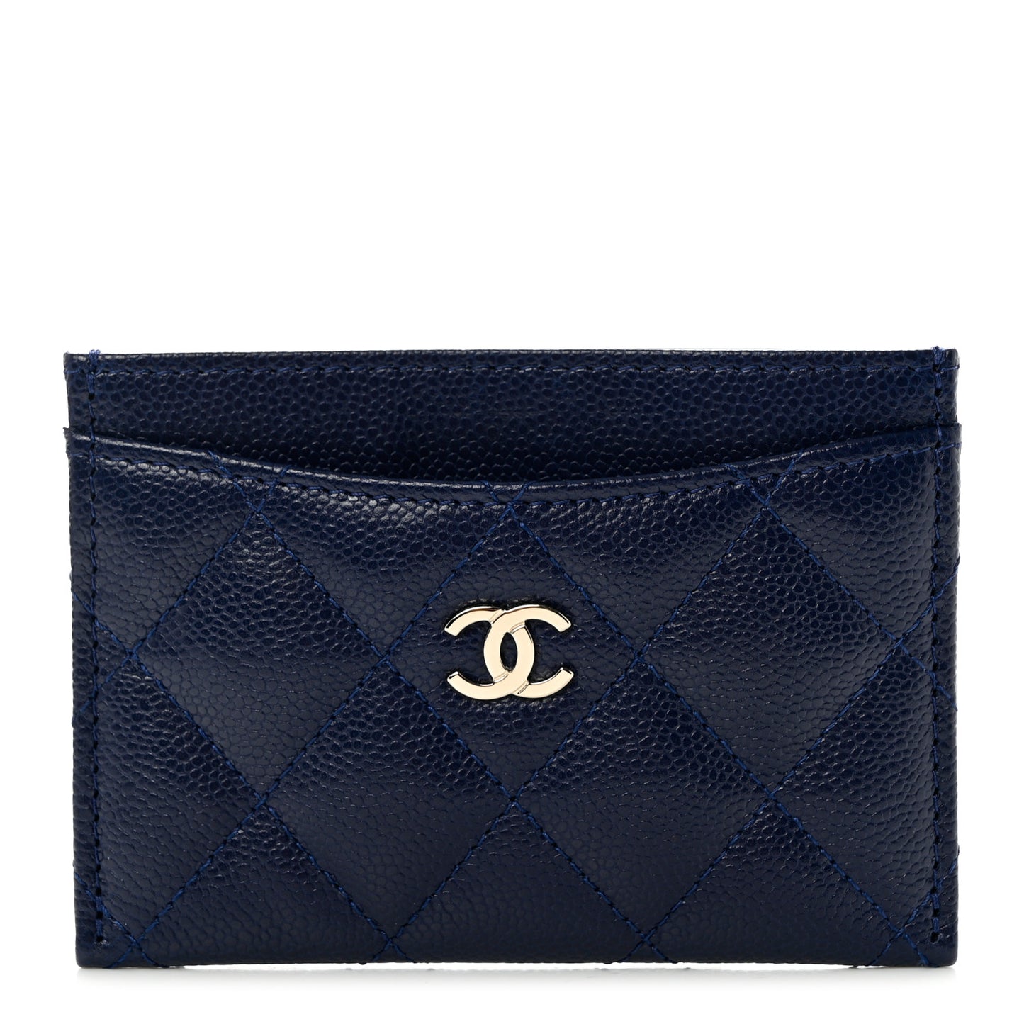 Caviar Quilted Card Holder Navy