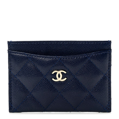 Chanel Caviar Quilted Card Holder Navy 1 of 8