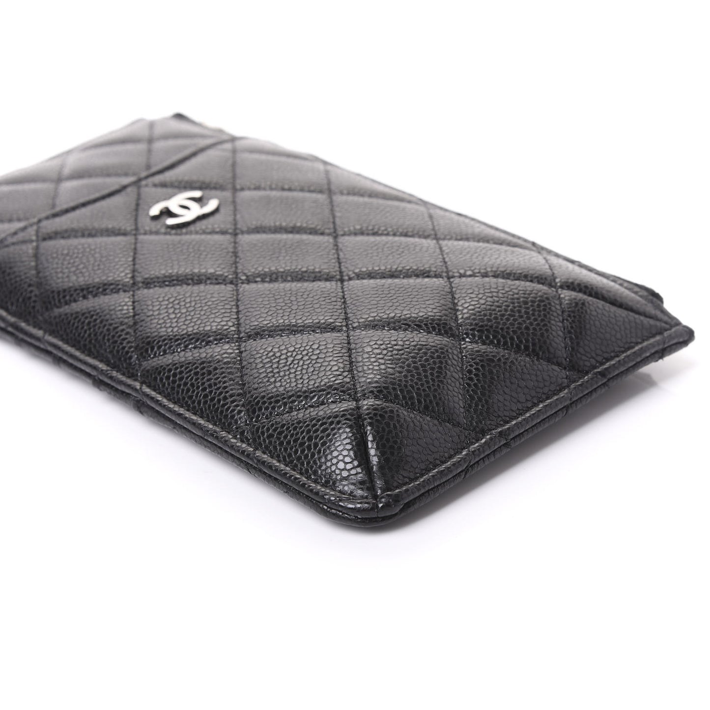 Caviar Quilted Classic Flat Wallet Pouch Black