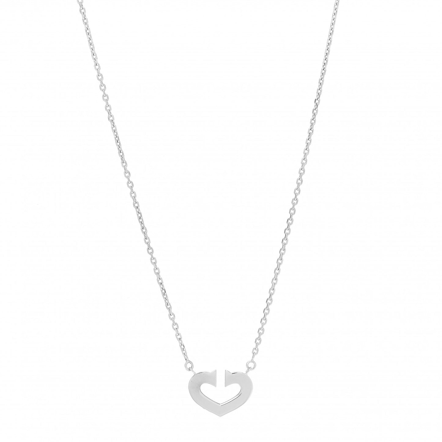 18K White Gold Medium Hearts and Symbols Necklace