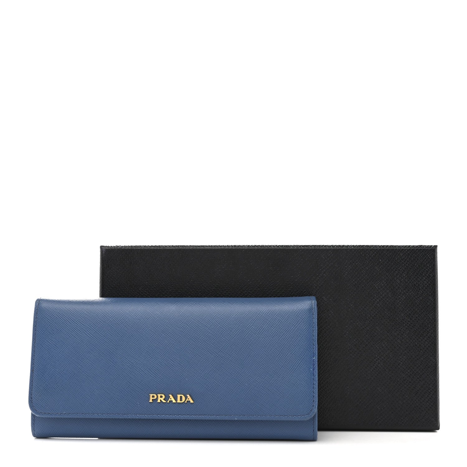 Prada Saffiano Bi-Color Metal Continental Flap Wallet Cobalto Black 12 of 12