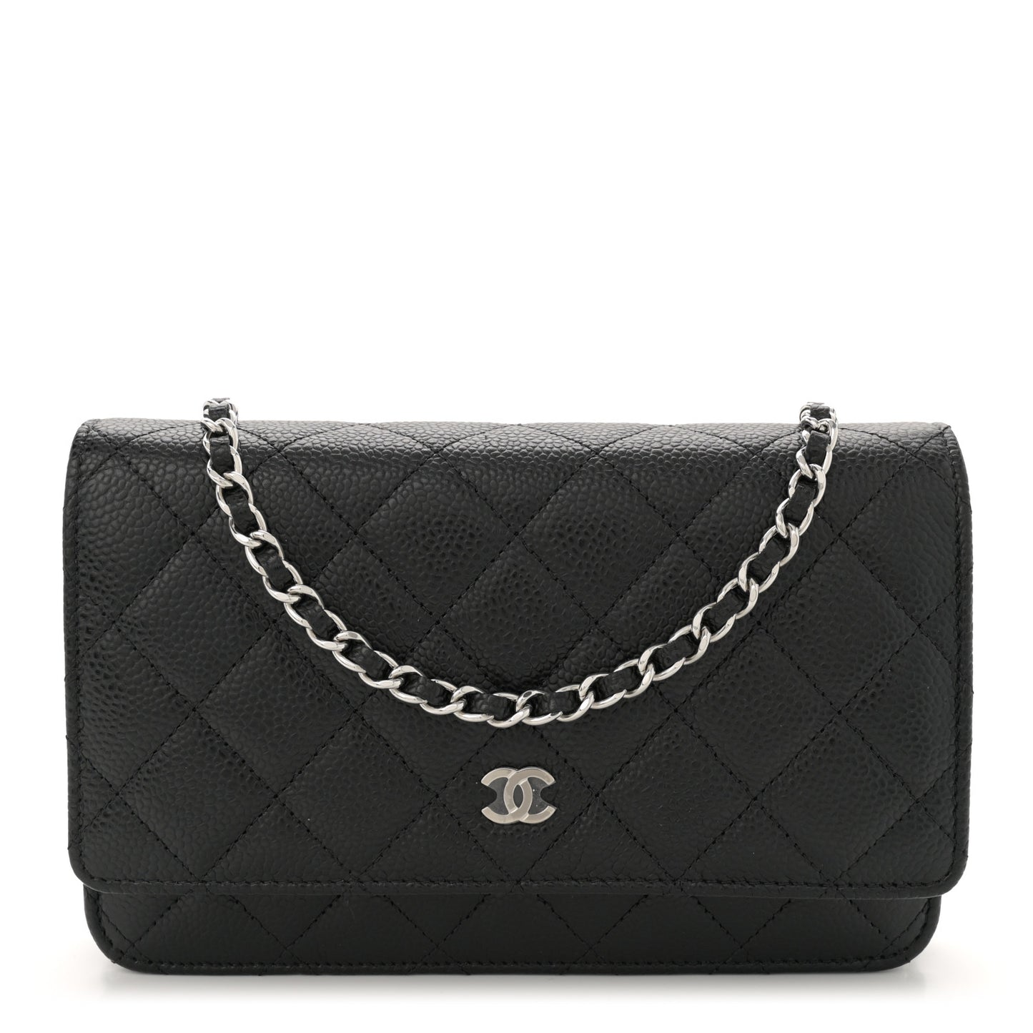Caviar Quilted Wallet on Chain WOC Black