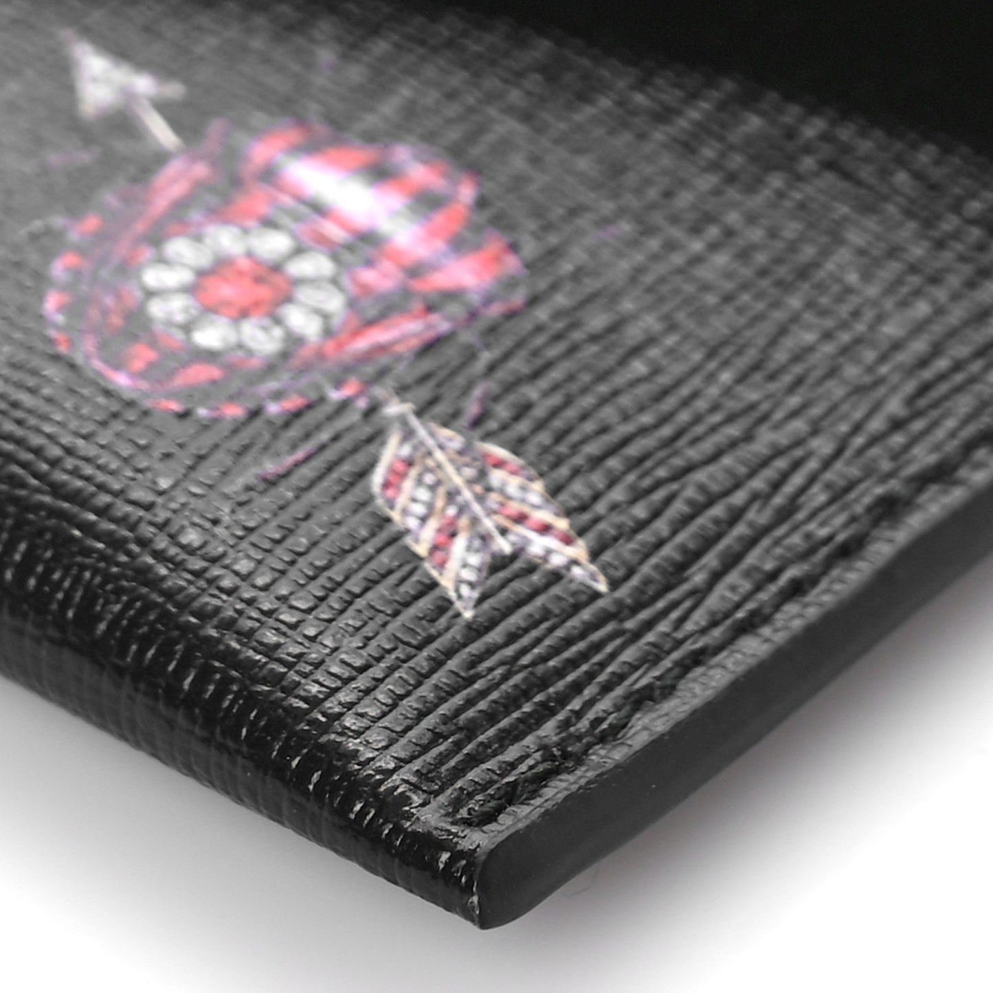 Calfskin Insect Envelope Card Holder Black Multicolor
