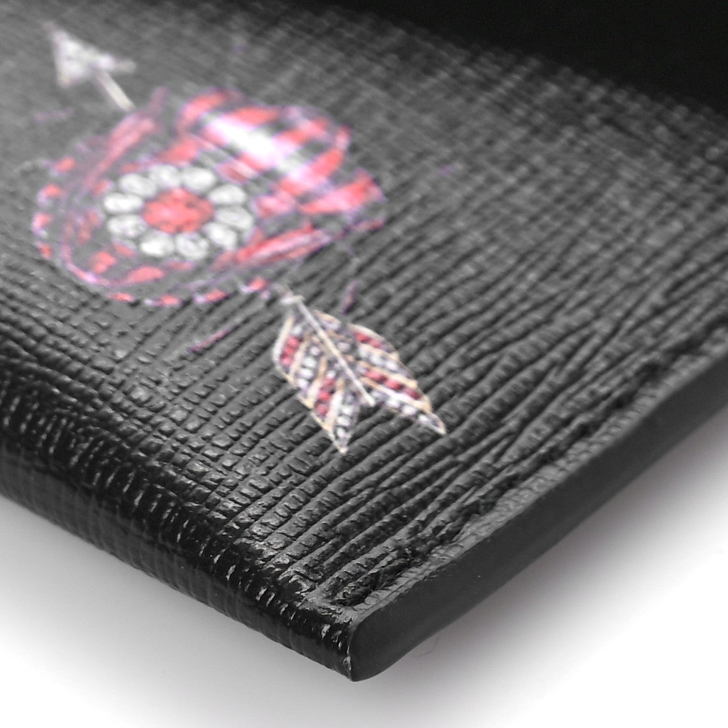 Alexander McQueen Calfskin Insect Envelope Card Holder Black Multicolor 8 of 9