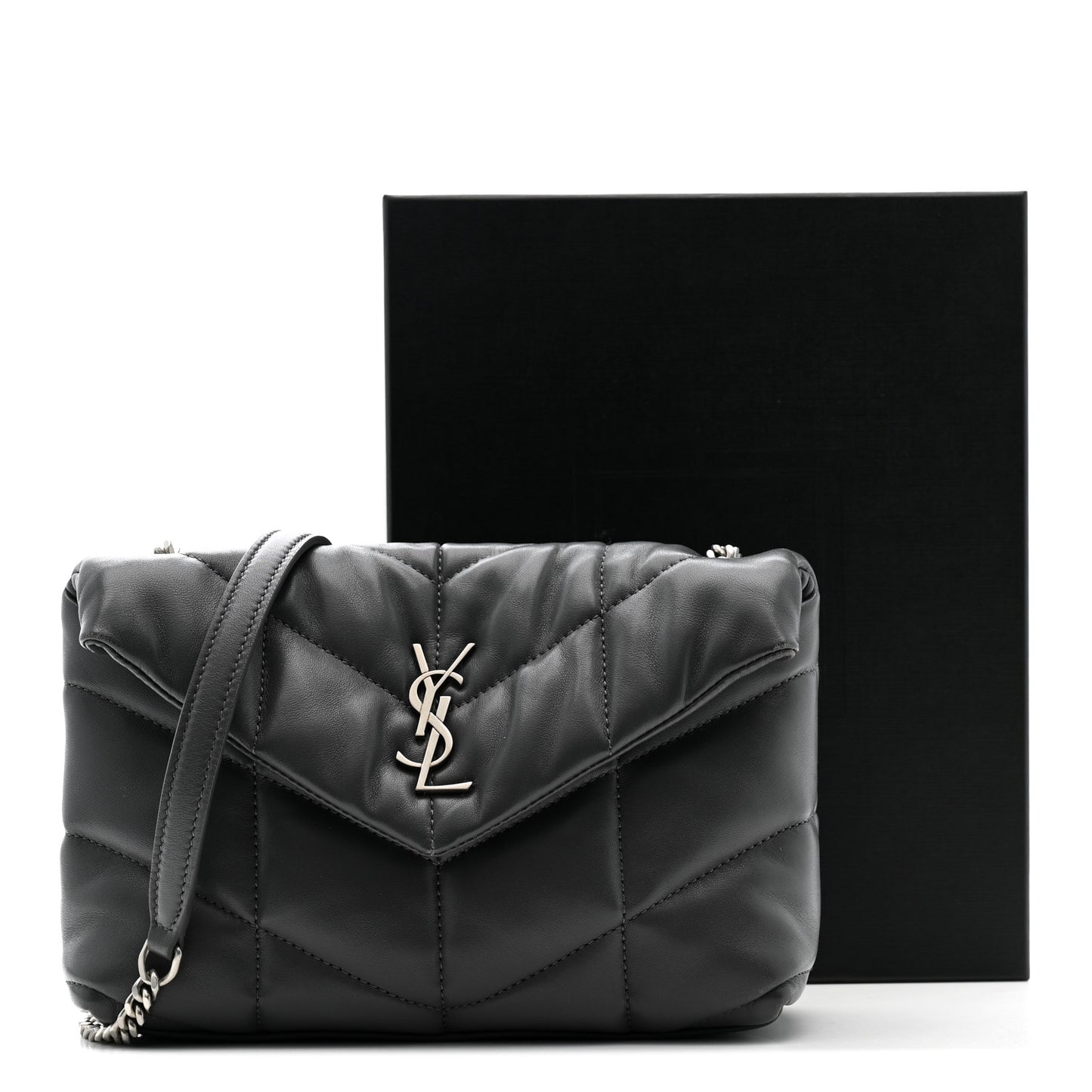 Lambskin Quilted Toy Loulou Puffer Monogram Chain Satchel Storm