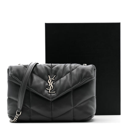 Saint Laurent Lambskin Quilted Toy Loulou Puffer Monogram Chain Satchel Storm 12 of 12