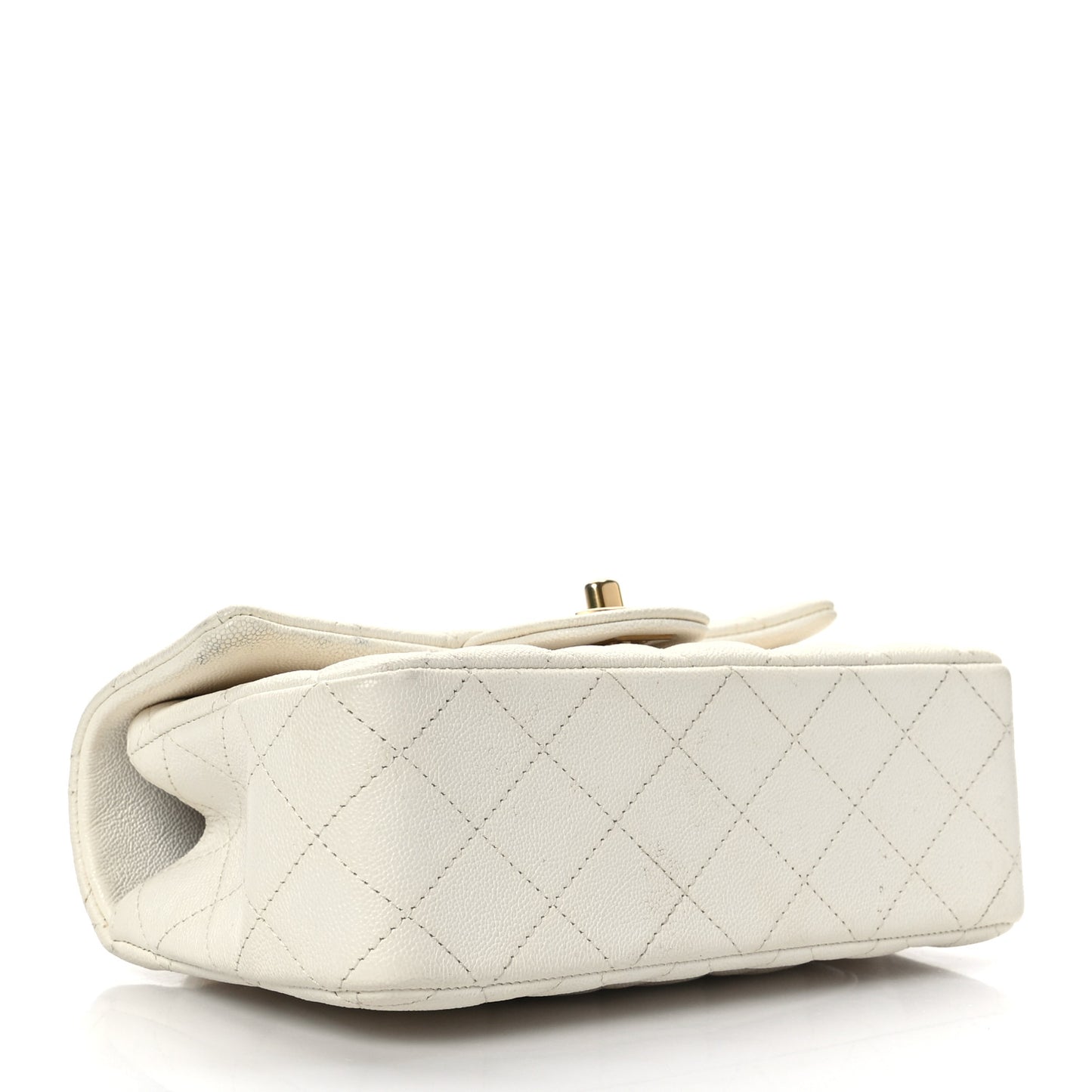 Caviar Quilted Mini Top Handle Rectangular Flap White