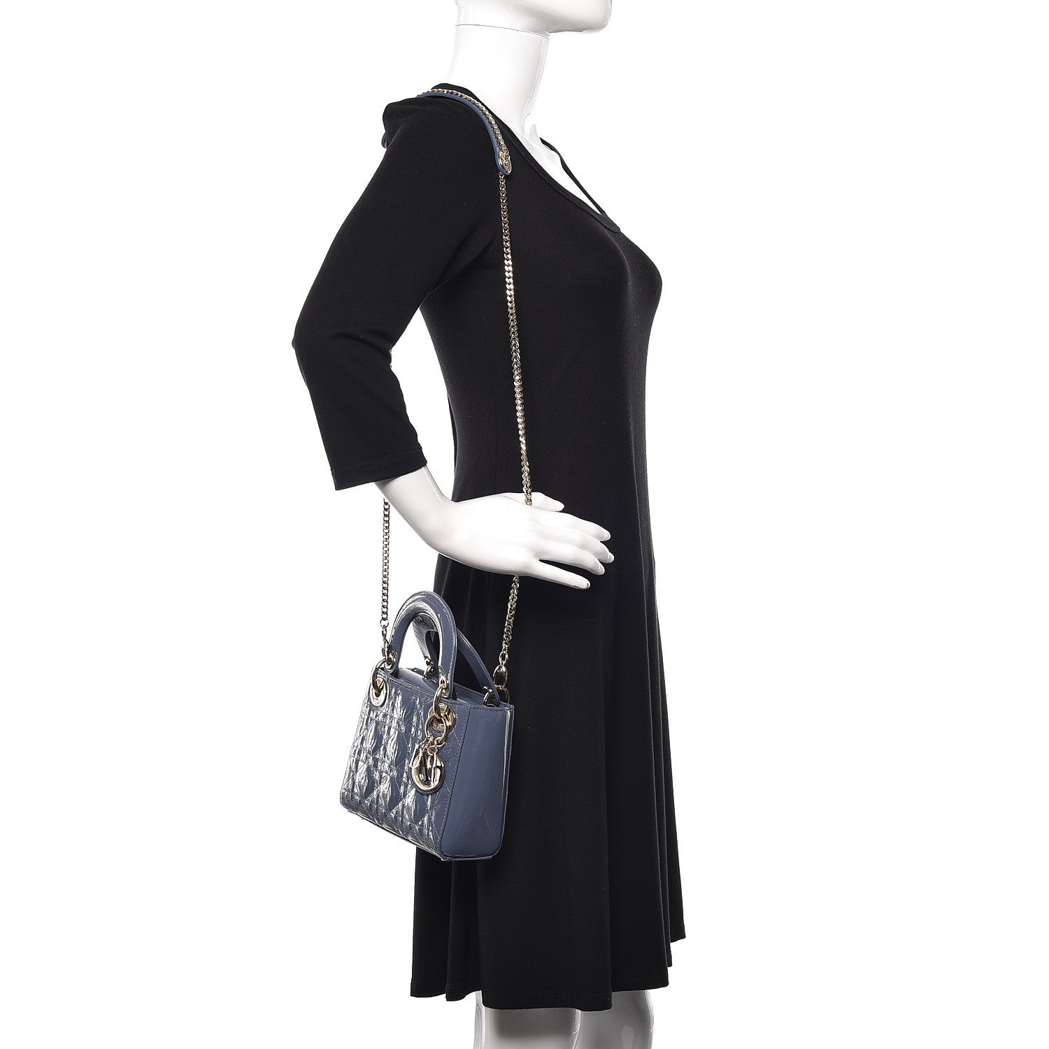Christian Dior Patent Cannage Mini Lady Dior Light Blue 2 of 9