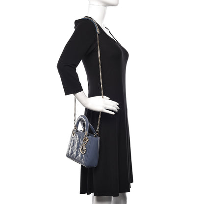 Christian Dior Patent Cannage Mini Lady Dior Light Blue 2 of 9
