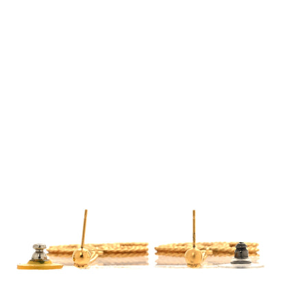 Chanel CC Drop Earrings Matte Gold 3 of 5