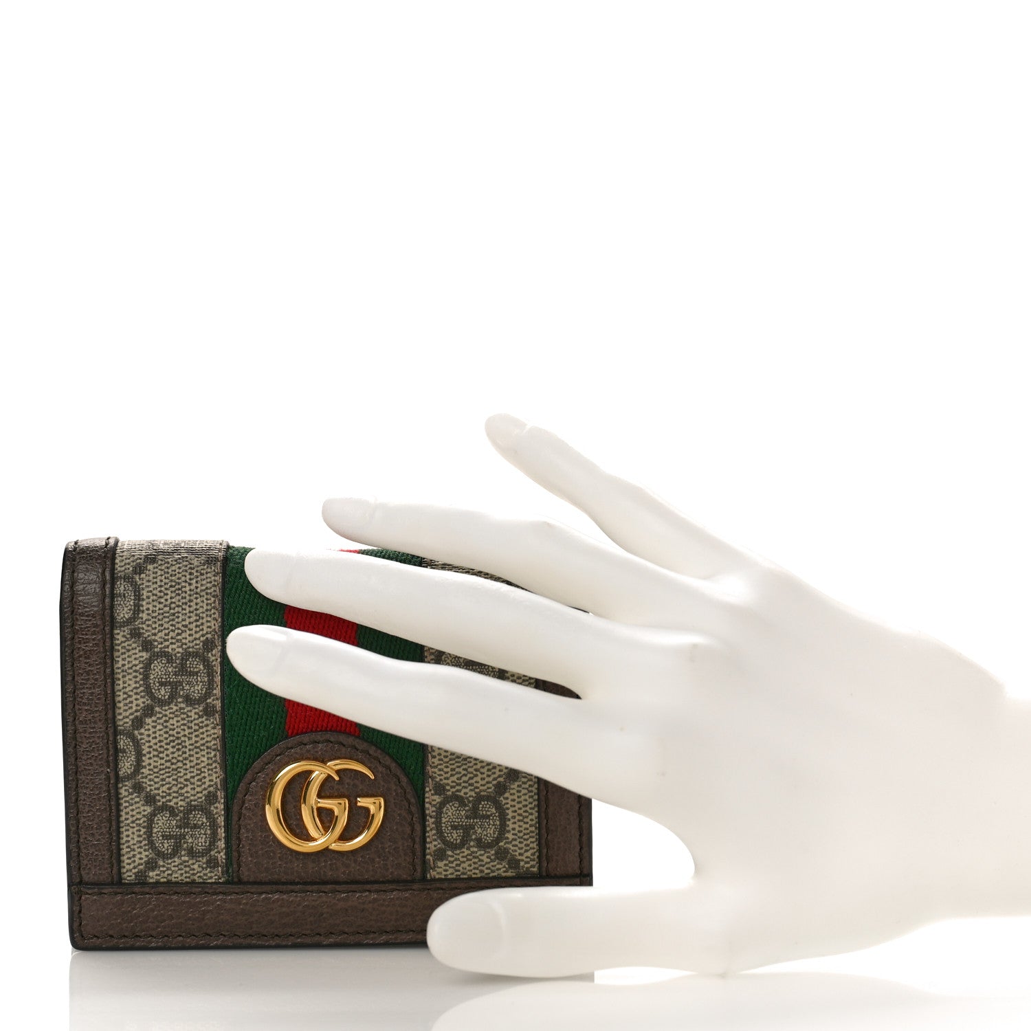 Gucci GG Supreme Monogram Web Ophidia Card Case Beige New Acero 2 of 10