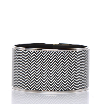 Hermes Enamel Printed Extra Wide Chevron Bracelet 65 Black 3 of 6
