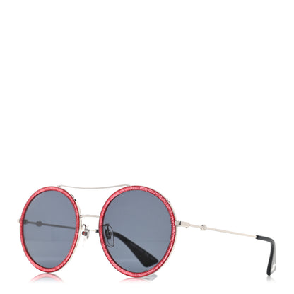Gucci Metal Round Frame Glitter Sunglasses GG0061S Red 1 of 6