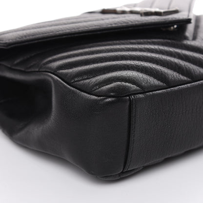 Saint Laurent Sheepskin Matelasse Chevron Monogram Medium College Bag Black 8 of 11