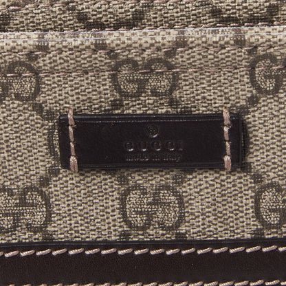 Gucci GG Supreme Monogram Selleria Calfskin Small Flat Side Zip Messenger Bag Beige Ebony Cocoa Dark Chocolate 7 of 9