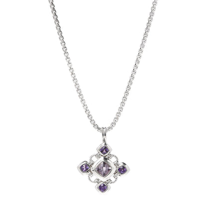 David Yurman Sterling Silver 14K Yellow Gold Amethyst Renaissance Cross Pendant Necklace 1 of 5