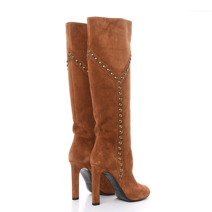 Saint Laurent Suede Otterproof Light Studded Grace 105 Boots 37 Fox Brown 4 of 8