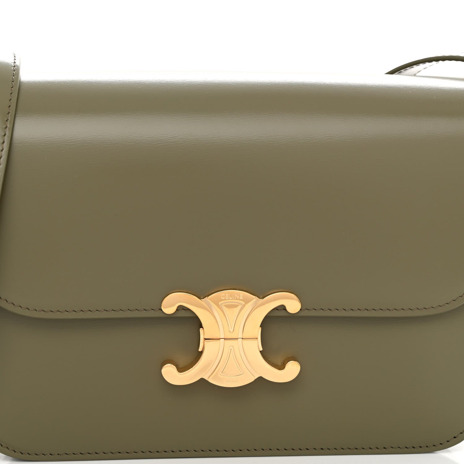 Celine Shiny Calfskin Medium Triomphe Soft Khaki 7 of 9