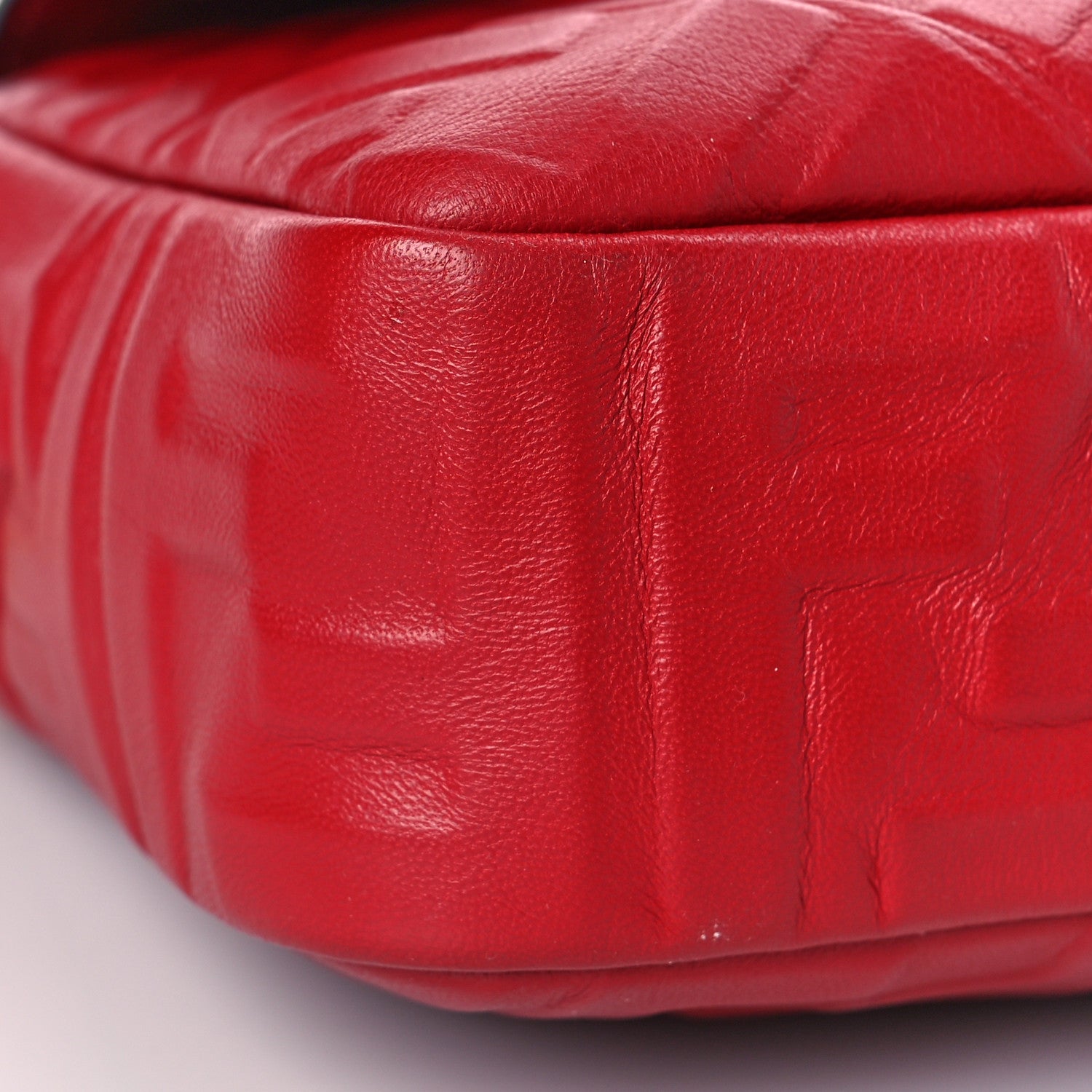 Fendi Nappa FF 1974 Embossed Baguette Fragola 7 of 8