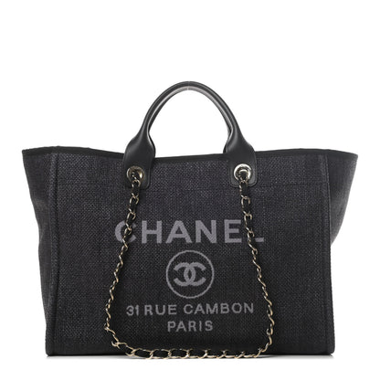Chanel Woven Straw Raffia Medium Deauville Tote Black 1 of 4