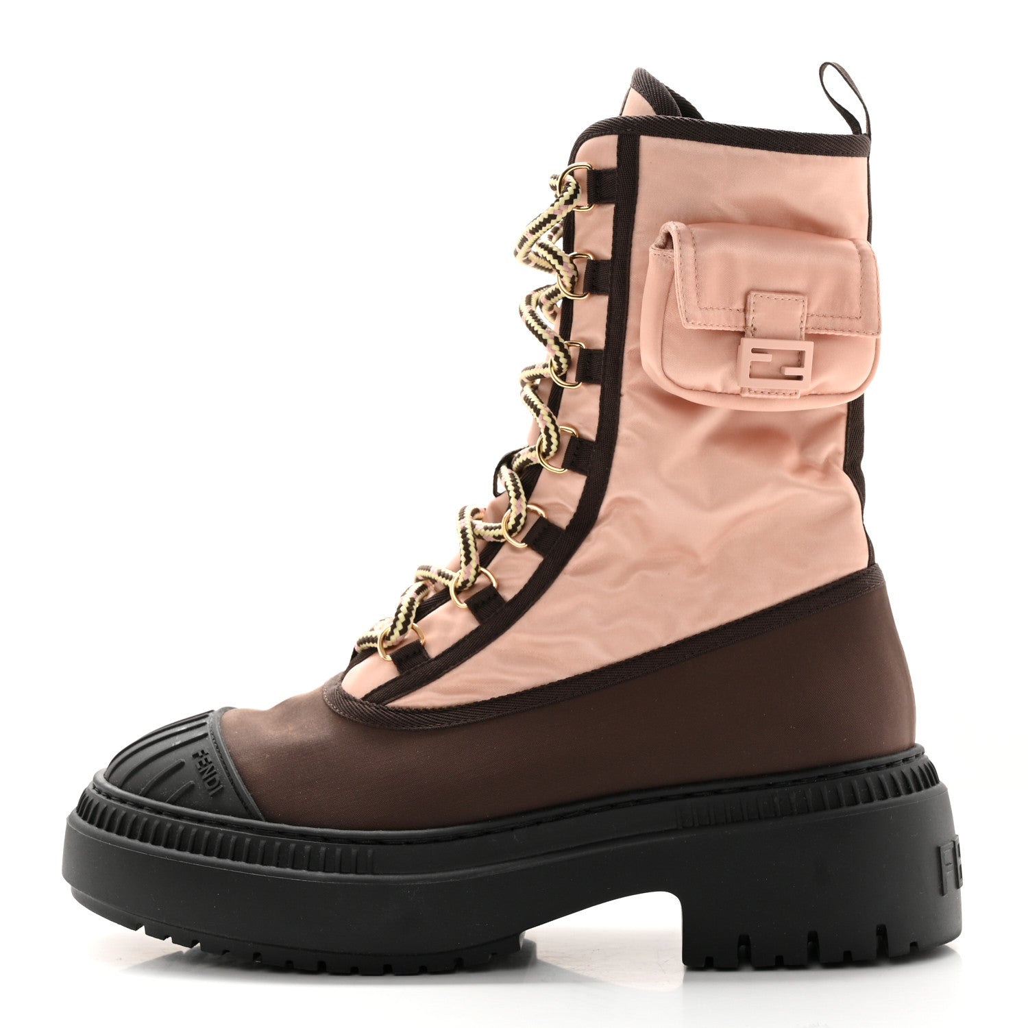 Fendi Nylon Baguette Domino 50mm Biker Boots 38 Baby Pink Nolita 1 of 11