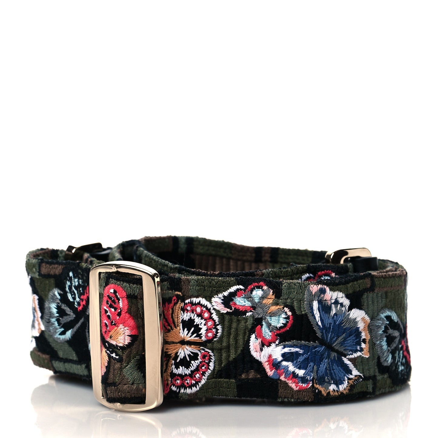Canvas Camo Butterfly Embroidered Guitar Strap Multicolor