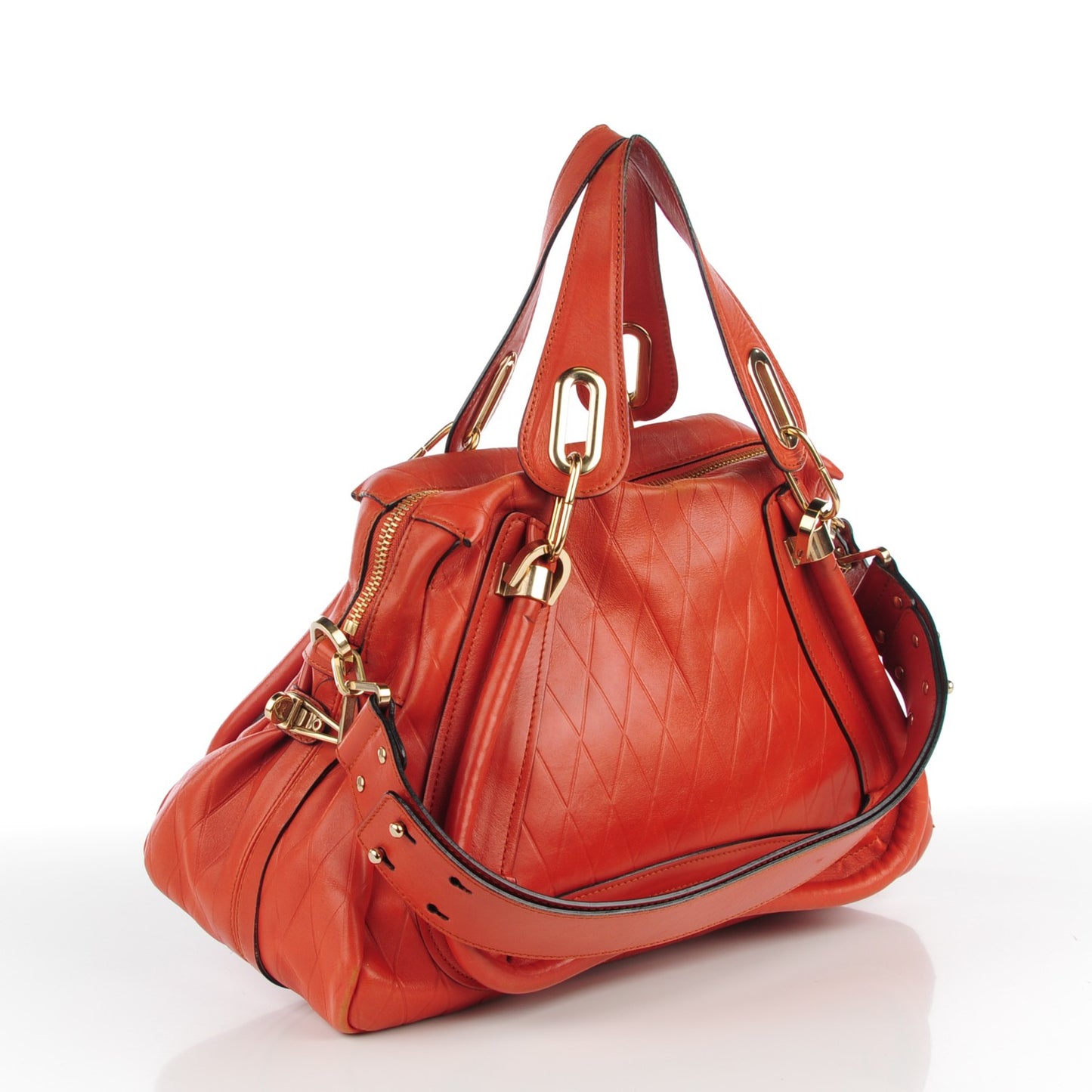 Calfskin Diamond Embossed Medium Paraty Red