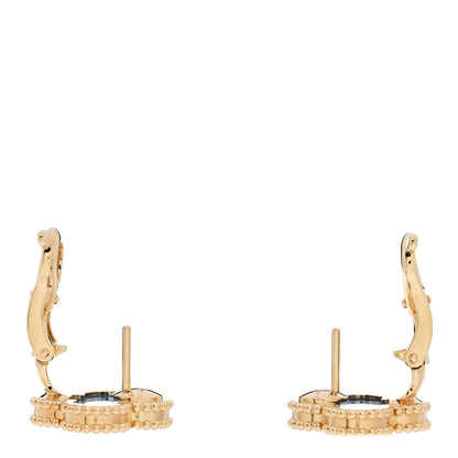 Van Cleef & Arpels 18K Yellow Gold Blue Agate Vintage Alhambra Earrings 3 of 5