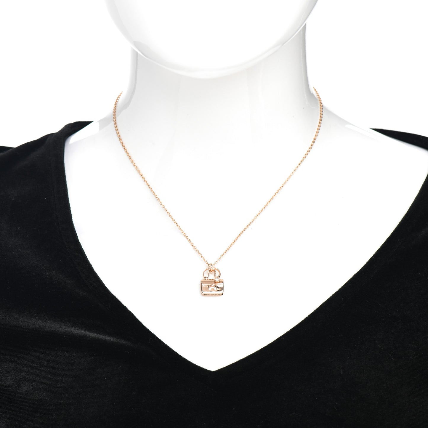 18K Rose Gold Diamond Constance Amulette Charm Pendant Necklace