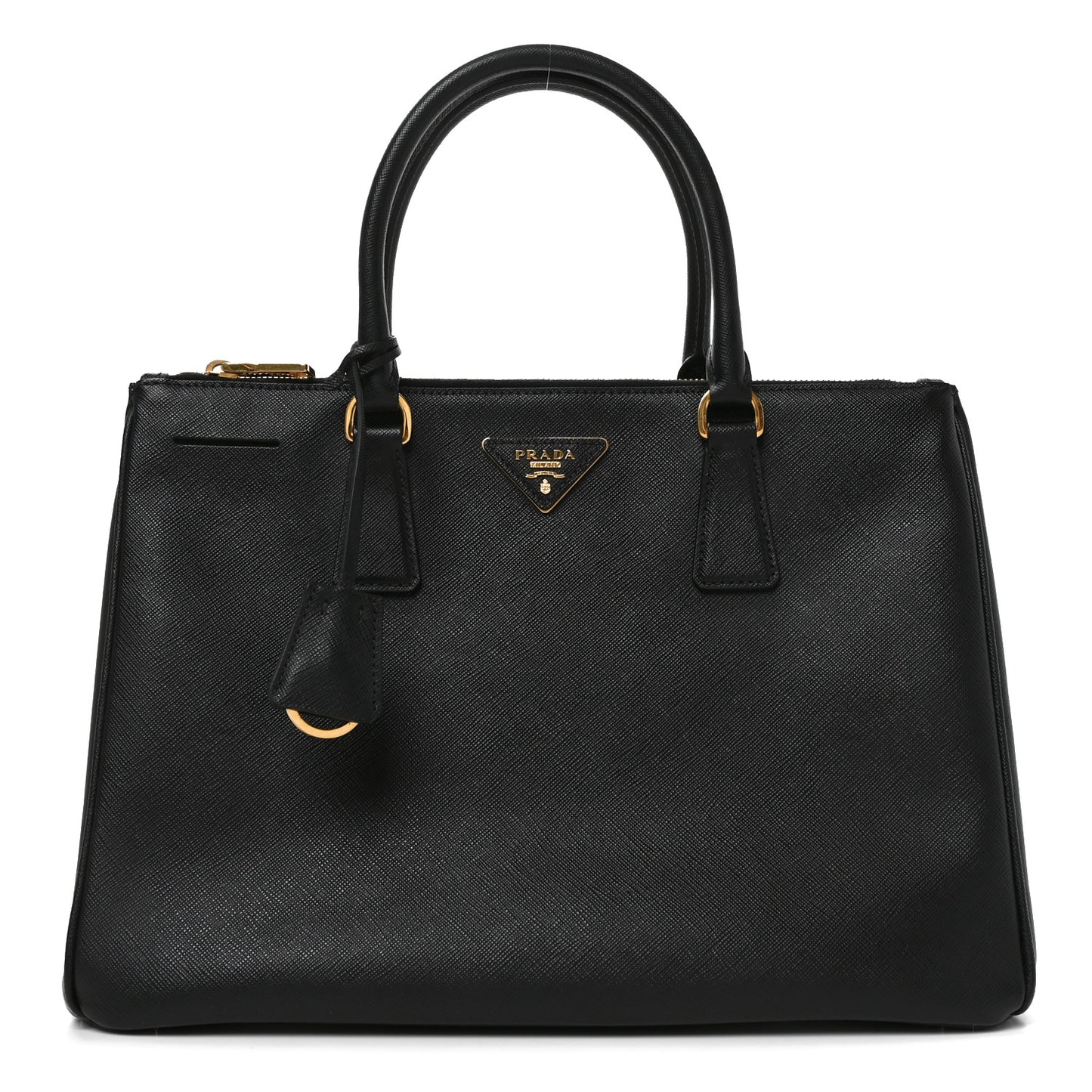 Saffiano Lux Medium Galleria Double Zip Tote Black