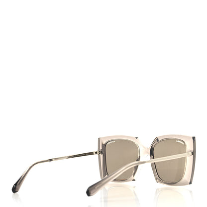Chanel 18K White Gold Mirror Square Sunglasses 6051 Gray 4 of 8