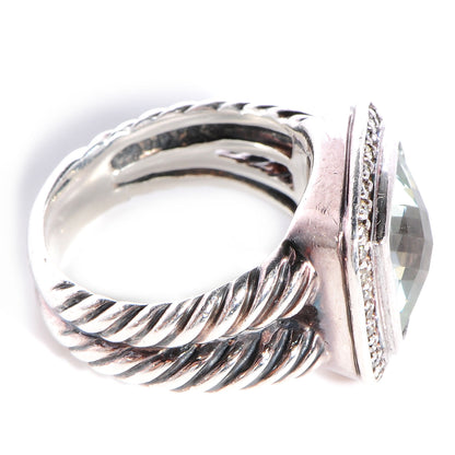 David Yurman Sterling Silver Diamond Prasiolite Albion Ring 54 6.75 4 of 6