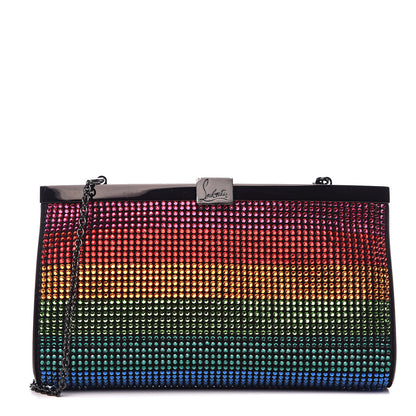 Christian Louboutin Suede Crystal Strass Small Palmette Clutch Rainbow 1 of 12