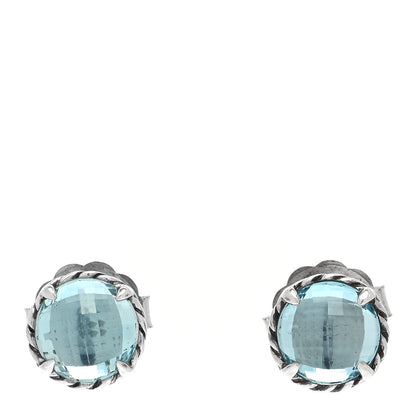David Yurman Sterling Silver Blue Topaz 8mm Chatelaine Earrings 1 of 5