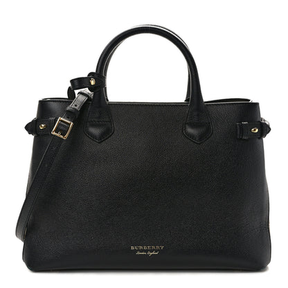 Burberry Derby Calfskin House Check Medium Banner Tote Black 1 of 11